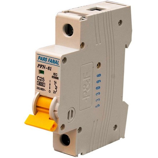 فیوز مینیاتوری تک فاز 25 آمپر پارس فانال مدل C25 - زرد